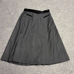 Geiger Collections Black Wool Midi Skirt Velvet Trim Austrian Made Size 44